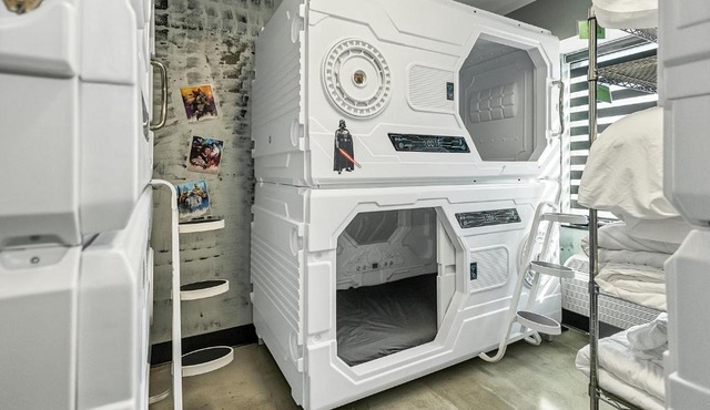 Galactic getaway for 8 Star Wars sleeping pod room in Pacific