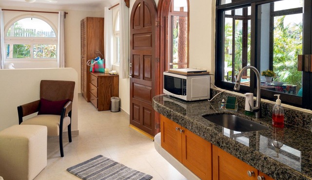 Large studio with king bed, full kitchen, sofa bed. Half wall separating. in Puerto Morelos