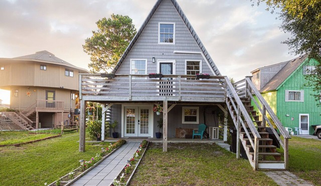 The A-Frame. Canal front home in Colington Habour in Kill Devil Hills