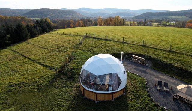 Unique Geodesic Dome Retreat nestled on an Agroforestry Farm in Cobleskill
